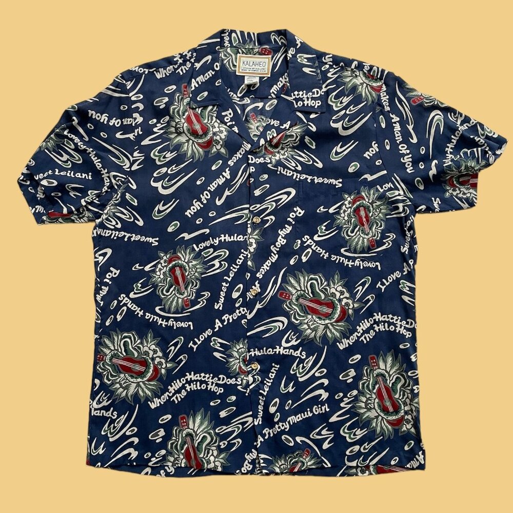 Kalaheo RJC Hawaiian Aloha Shirt ~ Ukuleles ~ Men's LARGE